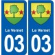 03 Le Vernet blason ville autocollant plaque stickers