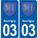 03 Souvigny blason ville autocollant plaque stickers