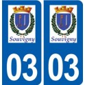 03 Souvigny logo ville autocollant plaque stickers