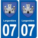 07 Largentière blason ville autocollant plaque stickers