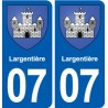 07 Largentière blason ville autocollant plaque stickers
