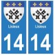 14 Lisieux ville autocollant plaque