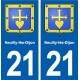 21 Neuilly-lès-Dijon blason autocollant plaque stickers ville