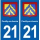 21 Pouilly-en-Auxois blason autocollant plaque stickers ville