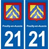 21 Pouilly-en-Auxois blason autocollant plaque stickers ville