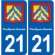 21 Pouilly-en-Auxois blason autocollant plaque stickers ville