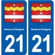 21 Varois-et-Chaignot blason autocollant plaque stickers ville