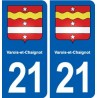 21 Varois-et-Chaignot blason autocollant plaque stickers ville