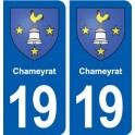 19 Chameyrat blason ville autocollant plaque sticker