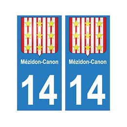 14 Mézidon-Canon ville autocollant plaque