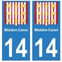 14 Mézidon-Canon ville autocollant plaque