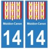 14 Mézidon-Canon ville autocollant plaque