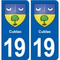 19 Cublac blason ville autocollant plaque sticker