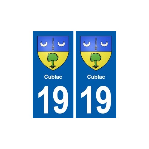 19 Cublac blason ville autocollant plaque sticker