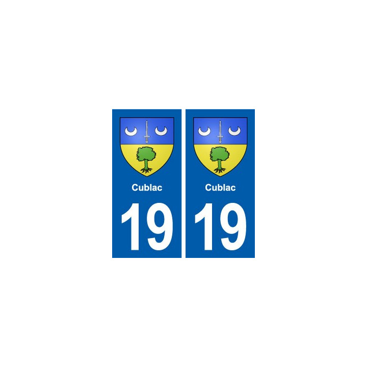19 Cublac blason ville autocollant plaque sticker