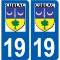 19 Cublac logo ville autocollant plaque sticker