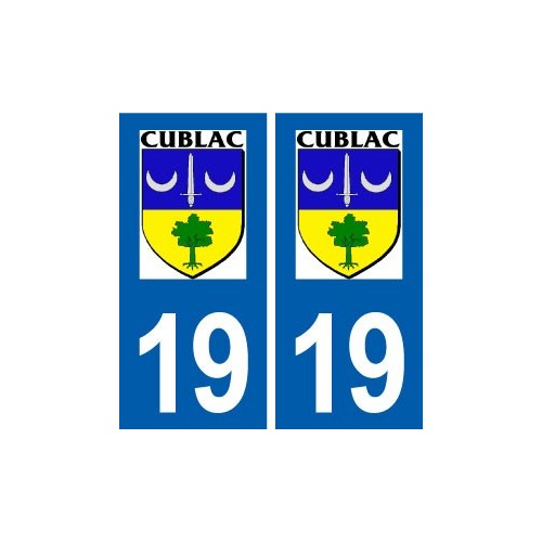 19 Cublac logo ville autocollant plaque sticker