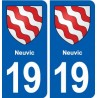 19 Neuvic blason ville autocollant plaque sticker