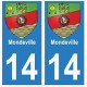14 Mondeville ville autocollant plaque