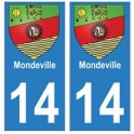 14 Mondeville ville autocollant plaque