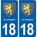 18 Aix-d'Angillon blason autocollant plaque ville sticker