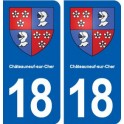 18 Châteauneuf-sur-Cher blason autocollant plaque ville sticker