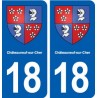 18 Châteauneuf-sur-Cher blason autocollant plaque ville sticker