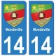 14 Mondeville ville autocollant plaque