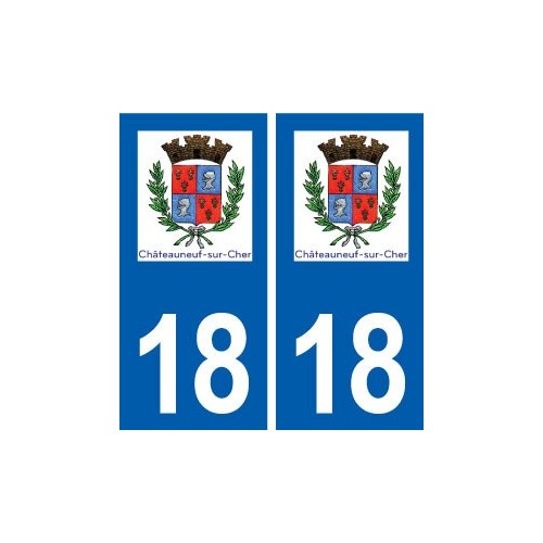 18 Châteauneuf-sur-Cher logo autocollant plaque ville sticker