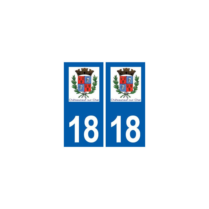 18 Châteauneuf-sur-Cher logo autocollant plaque ville sticker