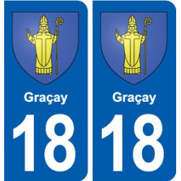 18 Graçay blason autocollant plaque ville sticker
