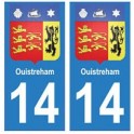 14 Ouistreham ville autocollant plaque