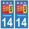 14 Ouistreham ville autocollant plaque