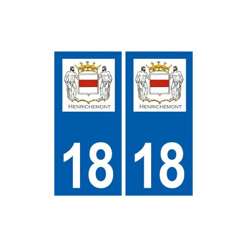 18 Henrichemont  logo autocollant plaque ville sticker