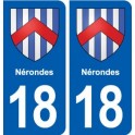 18 Nérondes blason autocollant plaque ville sticker