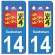 14 Ouistreham ville autocollant plaque