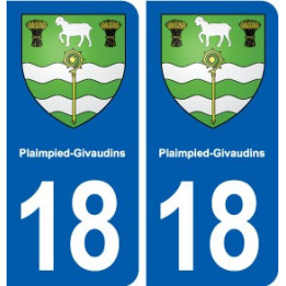 18 Plaimpied-Givaudins blason autocollant plaque ville sticker