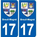 17 Breuil-Magné blason ville autocollant plaque sticker