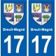 17 Breuil-Magné blason ville autocollant plaque sticker