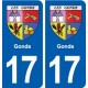 17 Gonds blason ville autocollant plaque sticker