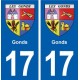 17 Gonds blason ville autocollant plaque sticker