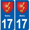17 Matha blason ville autocollant plaque sticker