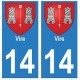 14 Vire ville autocollant plaque