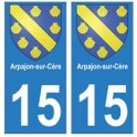 15 Arpajon-sur-Cère ville autocollant plaque
