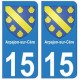 15 Arpajon-sur-Cère ville autocollant plaque