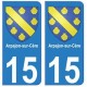 15 Arpajon-sur-Cère ville autocollant plaque
