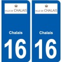 16 Chalais  logo ville autocollant plaque sticker
