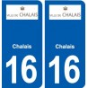 16 Chalais  logo ville autocollant plaque sticker