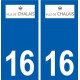 16 Chalais logotipo de la ciudad de etiqueta, placa de la etiqueta engomada