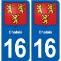 16 Chalais blason ville autocollant plaque sticker